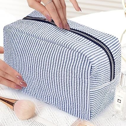 Striped High-quality Makeup Bag